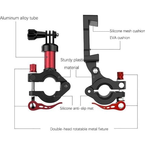 Aluminum Alloy Bicycle Rear Seat Clamp for Insta360 series Phone Camera Holder Bracket for GoPro series Action Camera Accessory