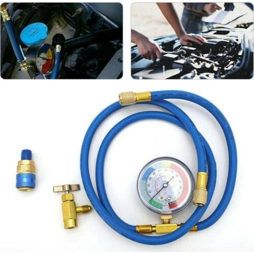 Car AC Air Conditioning R134A Refrigerant Recharge Hose Pressure Gauge Measuring Kit Copper Auto Car Accessories +hoses Valves