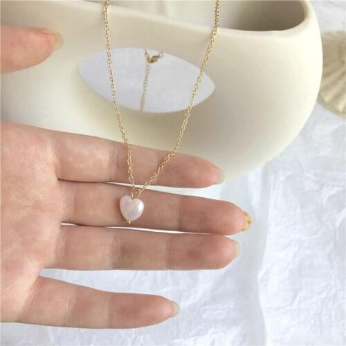 Bohemia Simple fashion Imitation pearl love Heart Pendant Clavicle chain necklace accessories female Jewelry Wedding New 2019