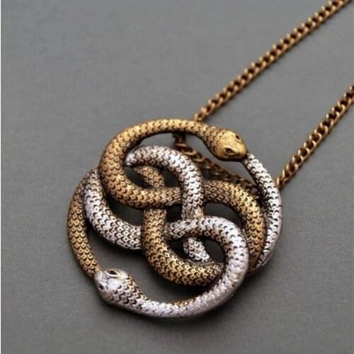 Punk Infinite Snake Pendant Necklace Fashion Jewelry Womens Mens Snake Knot Snake Chain Statement Necklace Accessories