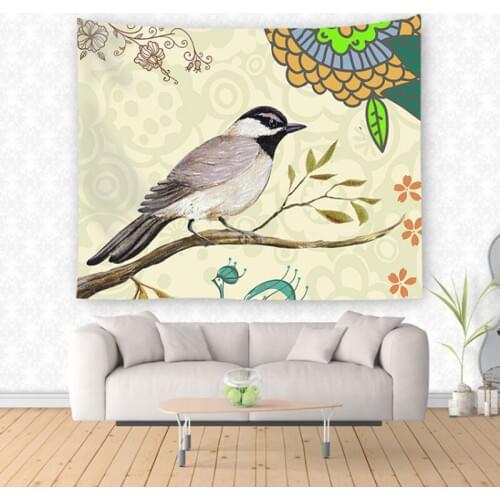 Deer Birds Fabric Decorative Wall Hanging Tapestry Impression Flower Decor Polyester Curtain Table Cover Beach Picnic Usage