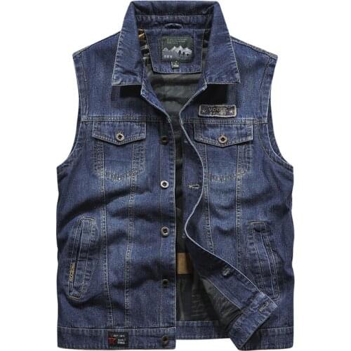Jean Jacket Mens Denim Vest Hip Hop Jean Coats Waistcoat Men Cowboy Brand Sleeveless Jacket Male Tank