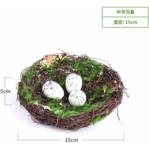 Simulation Straw Bird Nest Hanging Grass Garden Plant Micro Landscape Birds Decoration Ornaments Plastic Teaching Toy 2021