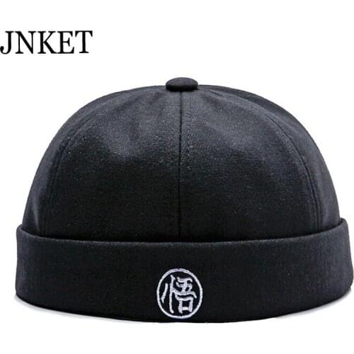 JNKET Fashion Embroidery Adult Skullcap Beanies Hat Hip-hop Pumpkin Hat Foldable Portable Brimless Hat Bonnet Sailor Hat