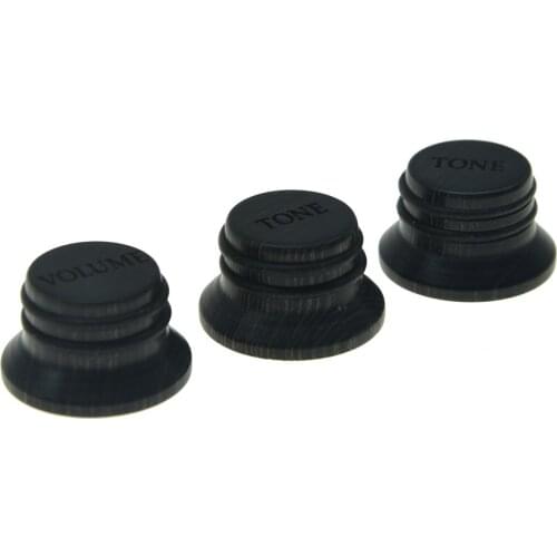 KAISH Black Hard Wood Knobs LP/Strat Style Volume Tone Top Hat Wooden Knobs Bell Knob for Metric 5.8mm Shaft Pots