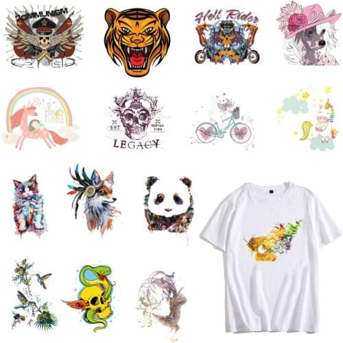 Cool Tiger Iron-on Heat Transfer Patches For Clothes DIY T-shirt Jacket Applique Vinyl Letter Animal Sticker Thermal Press E
