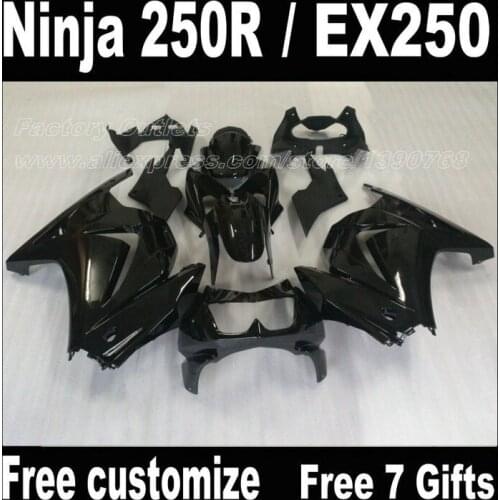 ABS Fairings set for Kawasaki Ninja 250R 2008 - 2013 2014 EX250 08 09 10-13 14 ZX250R all glossy black fairing kit FT23