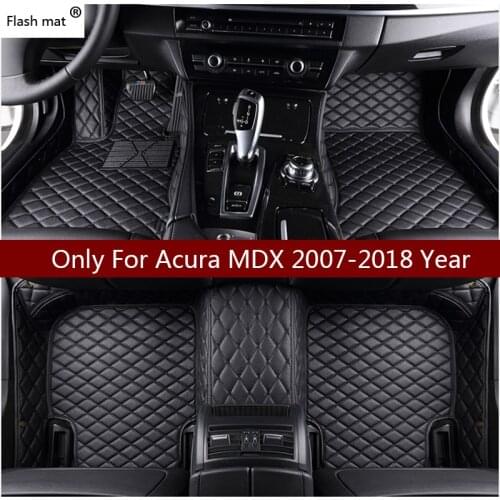 Flash mat leather car floor mats for Acura MDX 5 Seat and 7 Seat 2006 2007 2008-2018 Custom foot Pads automobile carpet covers