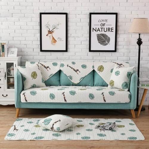 Fashion Cartoon Giraffe Sofa Cover Katoen Antislip Sofa Handdoek Stoelbekleding Matten Living/Tekening Kamer L-Vormige