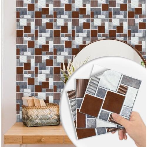 10pcs/set Marble Grain Frosted Tiles Floor Wall Stickers Kitchen Home Renovation Wallpaper Non-slip Wear-resistan PVC Art Mural