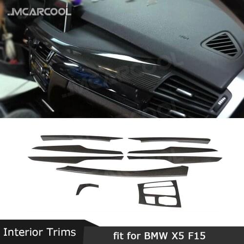 Dry Carbon Fiber Door Handle interior Trim Center Console Gear Shift Panel Trim Cover For BMW X5 F15 X6 F16 2015-2019