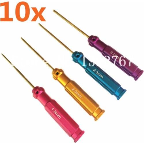 Wholesale 10set 4Pcs/set Tools Kit Hex Screw Driver 1.5MM 2.0MM 2.5MM 3.0MM Colorful Total Length 174mm For RC Car Helicopter