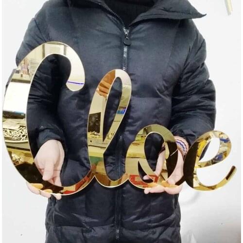 Custom Baby Shower Acrylic Mirror Gold Name Sign Birthday Wedding Party Decoration, Personalized Babyshower Door Sign