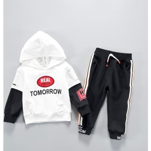 Baby Boy Casual Clothes Sets Fashion Hooded Letter Tshirt Boy Kid Sport Suits Tracksuit For Boys Striped Pants 1-4 Year