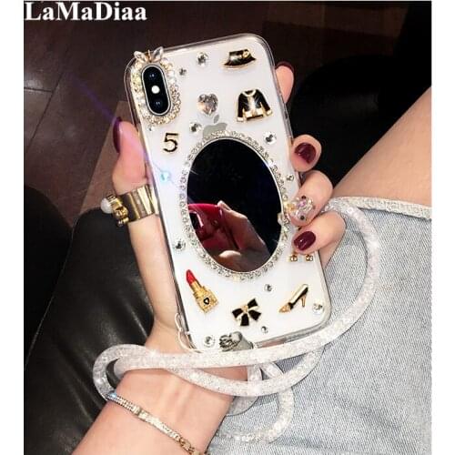 Mirror Cover Luxury 3D Bling Mirror Case Bling Crystal Cover For Xiaomi mi 5S 6 8 Lite 9 SE 5X 6X A2 MAX2 MAX3 MIX3 Mirror Shell