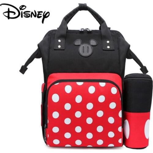 Disney Minnie Mickey Backpack Red Diaper Bags Practical Mother Bag Multi-function Outing Large Capacity Portable Backpack