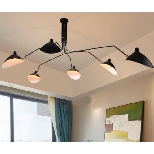 Vintage chandelier creative designer Serge mouille balck chandelier living room dining room spider chandelier lighting fixtures