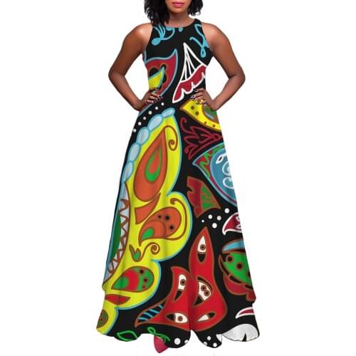 Hycool Vintage African Tribal Colorful Print WomenS Clothing With Free Shipping New A-Line Evening Maxi Dresses For Women Party
