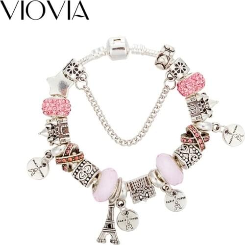 VIOVIA 2019 Awesome New Arrival Handmade Eiffel Tower Chic Charm Bracelets Murano Grass Beads Bracelet For Women Gifts B17081