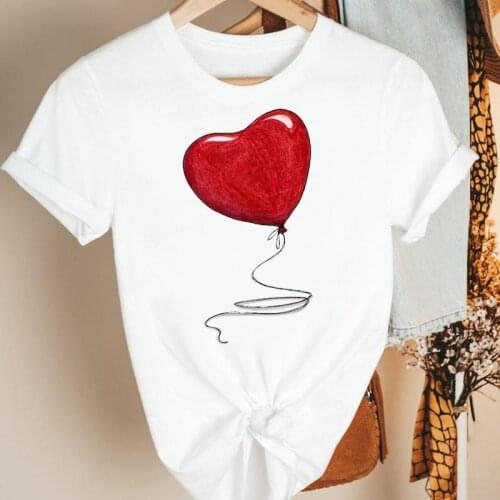 Women Clothes Cartoon Love Holiday Sweet 90s Travel Summer Print Fashion Tshirt Female Short Sleeve Tee Top Graphic T-shirt