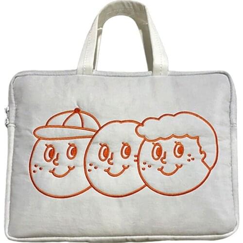 Korea Ins Women Ipad Bag Pouch Cute Cartoon Embroidery Laptop Bag Apple Macbook Pro11/13 /15 Inch Inner Bag Sleeve Case Storage