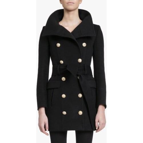 High quality women double breasted overcoat Fall winter england style belt woolen coat D726