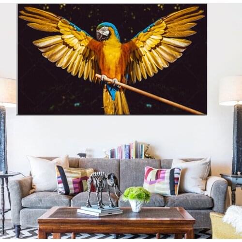 Gold Parrot Bird Animal Posters And Prints Canvas Paintings For Living Room Home Wall Decoration Pictures