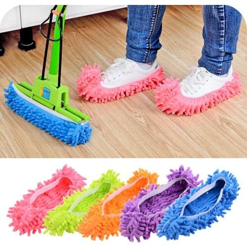 1PC Bathroom Floor Shoes Covers Top Fashion Special Offer Polyester Solid Dust Cleaner Cleaning Mop Slipper home cleaning