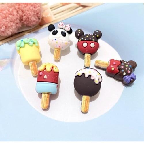 40Pcs/set Mixed Cartoon Panda Mouse Ice Cream Planar DIY Craft Resin Accessory Home Decor Summer Jewelry Makeing Phone Case