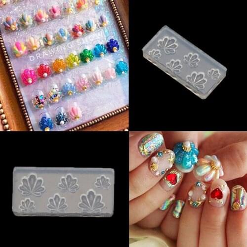 6Pcs Handmade Stat Moon Cross Flower Bear Nail Art Silicone Mold Kit Nail Carving Mold Nail Art Templates Maincure Tools