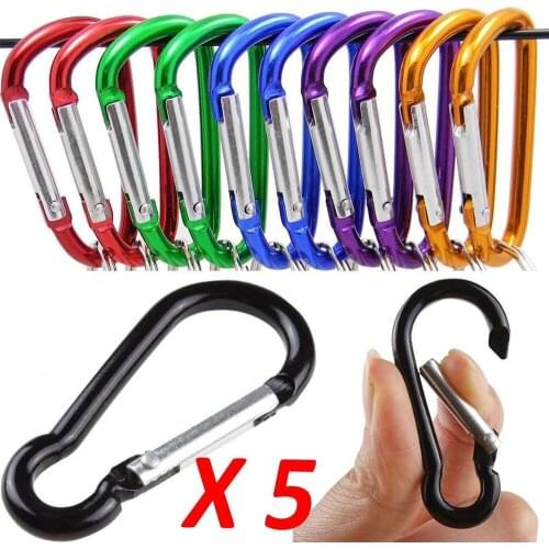 5Pcs Aluminum Carabiner D-Ring Key Chain Clip Snap Hook Karabiner Camping Tool