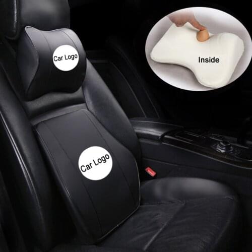 Car Neck Pillow Pu Leather Memory Foam Comfortable Headrest Pillows Support Fit For Most Cars Quality Guarantee E1 X30