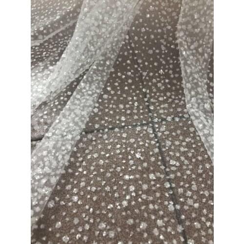 Printed glued glitter net Lace Fabric SYJ-1096 Glued Glitter tulle fabric for beautiful dress