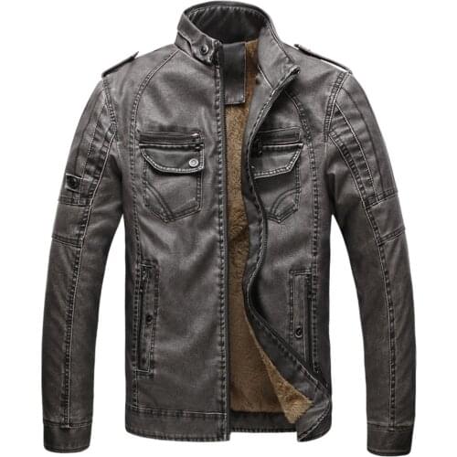 Brand Men Motorcycle Leather Jacket Mens Velvet Warm Leather Jackets Jaqueta De Couro Masculina Man PU Leather Coats Large Size