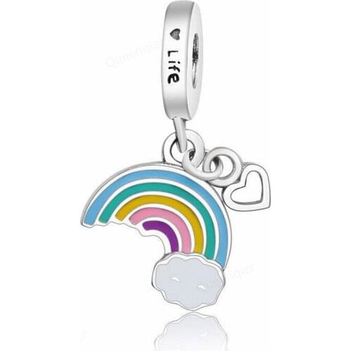 Rainbow 925 Sterling Silver Charm Beads Fit Original Charms Bracelet DIY Jewelry Making For Women Wholesale Fashion Pendant
