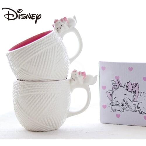 Disney Limited Mary Cat Lying on The Ball of Yarn Ceramic Water Cup Female Home Office Coffee Mug