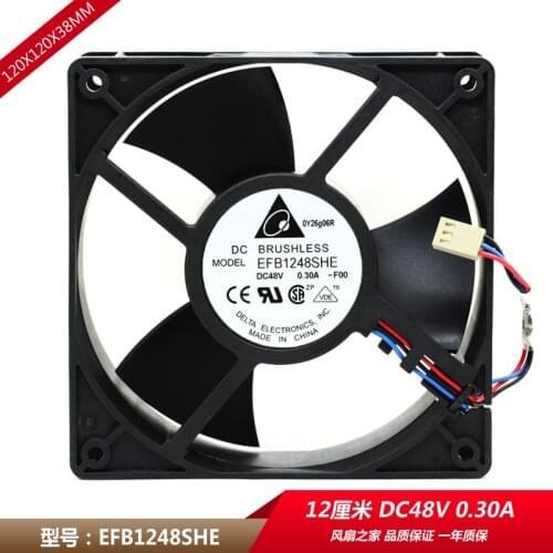 For delta EFB1248SHE -F00 DC48V 0.30A 3-wire 120x120x38mm 120mm 12cm server inverter cooling fans