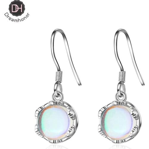Dreamhonor 2021 Elegant 925 Sterling Silver Moonstone Drop Earrings For Women Fashion Jewelry