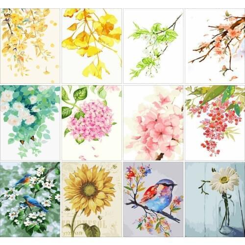 EverShine Coloring By Numbers Flowers Painting By Number Sunflowers Drawing Canvas Wall Art Home Decor