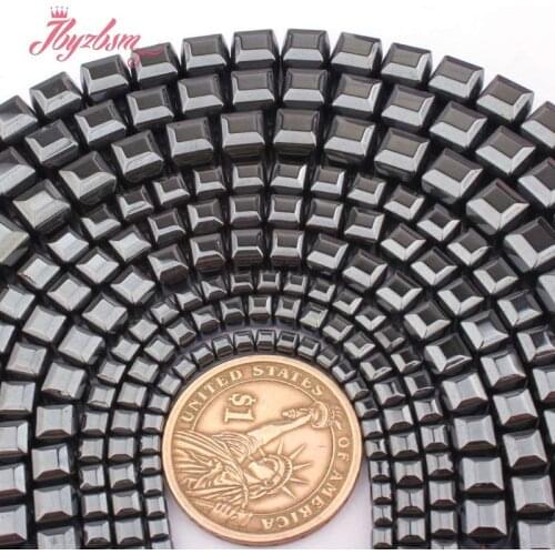 3,4,6,8mm Black Cube Suqare Faceted Metallic Coated Hematite No Magnetic Stone Loose Beads 15" For Jewelry Making Free Shipping
