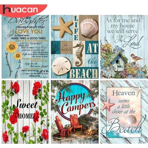 HUACAN Full Square Drill Diamond Painting 5d Sweet Home DIY Wall Art Decor Diamond Embroidery Text Handicraft Home Decor