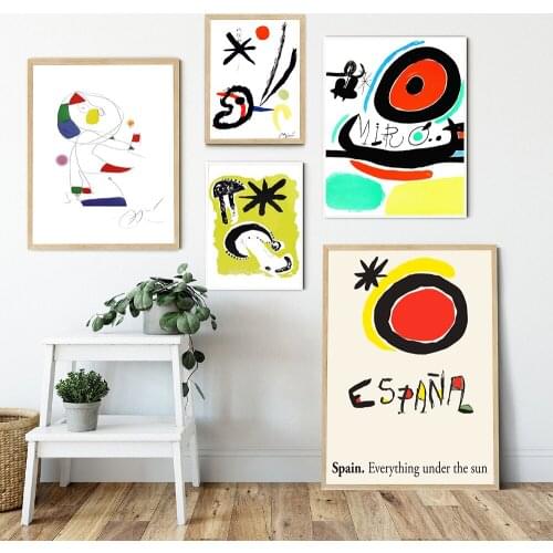 Joan Miro Artwork Exhibition Posters and Prints Gallery Wall Art Pictures Museum Canvas Painting for Living Room Home Decor