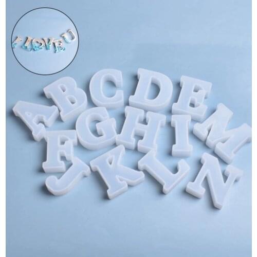 1PC English Letters UV Epoxy Resin Mold Alphabet Silicone Mould DIY Crystal Pendant Jewelry Key Chain Making Tools Clay Molds