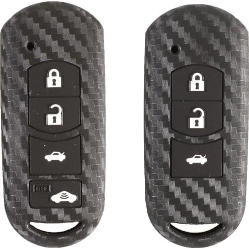 Kutery 10pcs/lot 3/4 Button Carbon Fiber Silicone Remote Car Key Case For Mazda 3 5 6 8 CX5 CX7 CX9 M6 GT