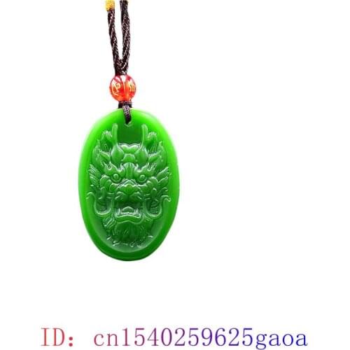 Green Jade Dragon Pendant Fashion Jewelry Necklace Natural Jadeite Carved Amulet Charm Men Gifts Chinese