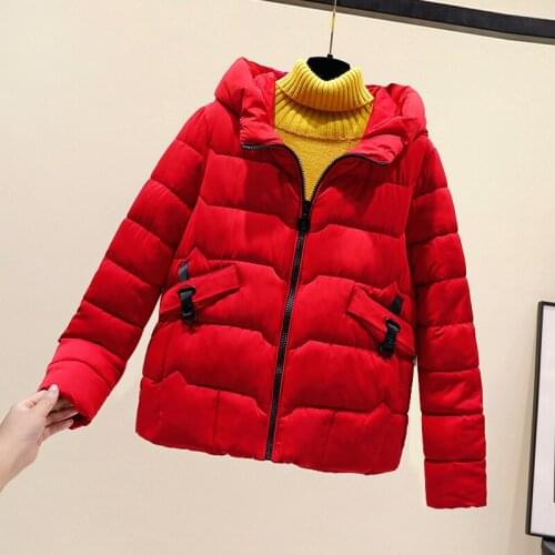 2020 Winter Jacket women Plus Size Womens Parkas Thicken Outerwear solid hooded Coats Short Female Slim Cotton padded basic tops