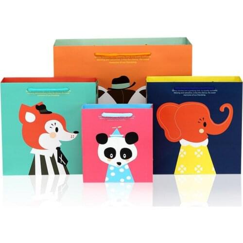 20pcs/lot 14.5*7*15.5cm Cute Cartoon Gift Bag with Handles Baby Shower Kids Birthday Party Gift Package Bags