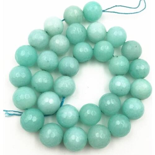 New Natural Stone Blue Amazonite Faceted Beads Round Loose Beads 6-12mm for Jewelry Making Fit DIY Bracelet Necklace 15inch A154