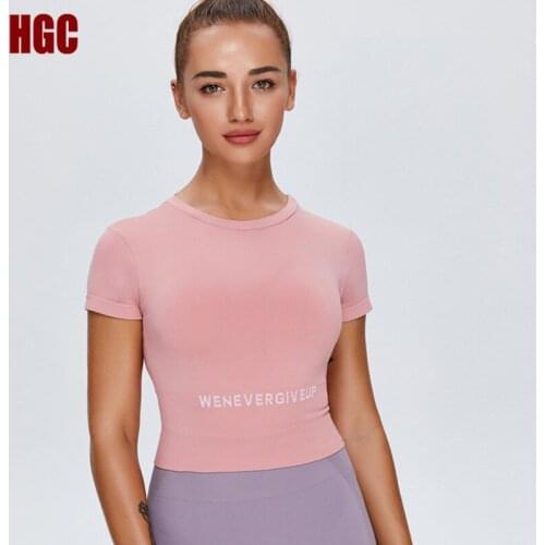 Gym clothing Seamless Sports Top Women Short Sleeve Yoga Blouse Push-up Elastic Athletic Active Dry Fit Running Fitness T-shirt