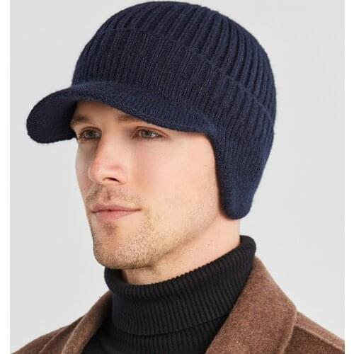 Autumn Winter Men Skullies Beanies Solid Color Knitted Beanies Hat For Male Warm Comfortable Skullcap Outdoor Visor Hedging Caps